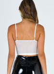 back view of model wearing Princess Polly Shine Bright Crop Top White 