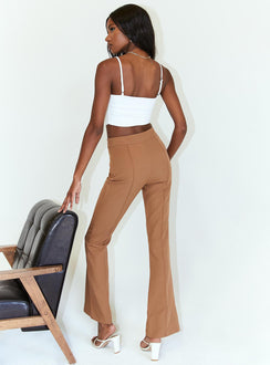 back view of model wearing Princess Polly Jensen Pants Brown 