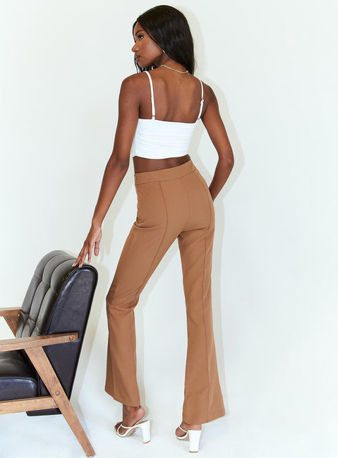 back view of model wearing Princess Polly Jensen Pants Brown 