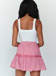 back view of model wearing Princess Polly Callum Gingham Mini Skirt Red 