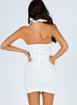 Front view of model wearing  front Princess Polly Sweetheart Neckline  Alenda Mini Dress White