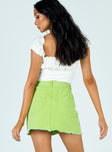 back view of model wearing Princess Polly Jessika Mini Skirt Green 