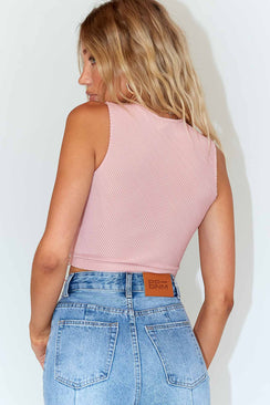 back view of model wearing Princess Polly Weekend Love Top Pink 