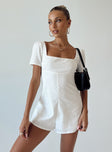 Romper Inner silicone strip at shoulders  Square neckline  Invisible zip fastening at back 