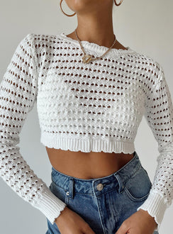 Terra Knit Sweater White Princess Polly  Cropped 