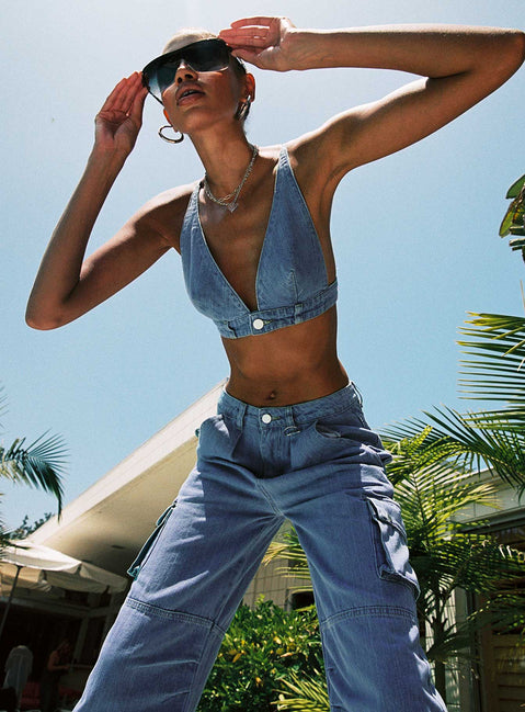 product Princess Polly Sleeveless Square Neck  Paige Top Blue Denim