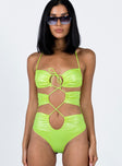 front view of model wearing Princess Polly Doja Bodysuit Green Sleeveless Sweetheart 