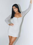 Front view of model wearing  front Princess Polly High Neck  Stassie Mini Dress White