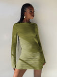 Front view of model wearing  front Princess Polly Asymmetric Neckline  Ignite Mini Dress Green