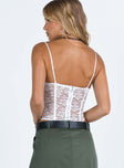 product Princess Polly Sleeveless Asymmetric Neckline  Lynell Lace Corset Top White