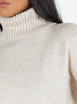 product Oswin Turtleneck Sweater Oatmeal Princess Polly  