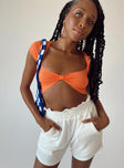 front view of model wearing Princess Polly Corby Top Orange Sleeveless Sweetheart 