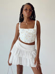 Front view of model wearing  front Princess Polly Sleeveless Square Neck  Cosette Top White