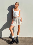 Crinkle Cotton Mini Skirt Ivory Princess Polly  Mini 