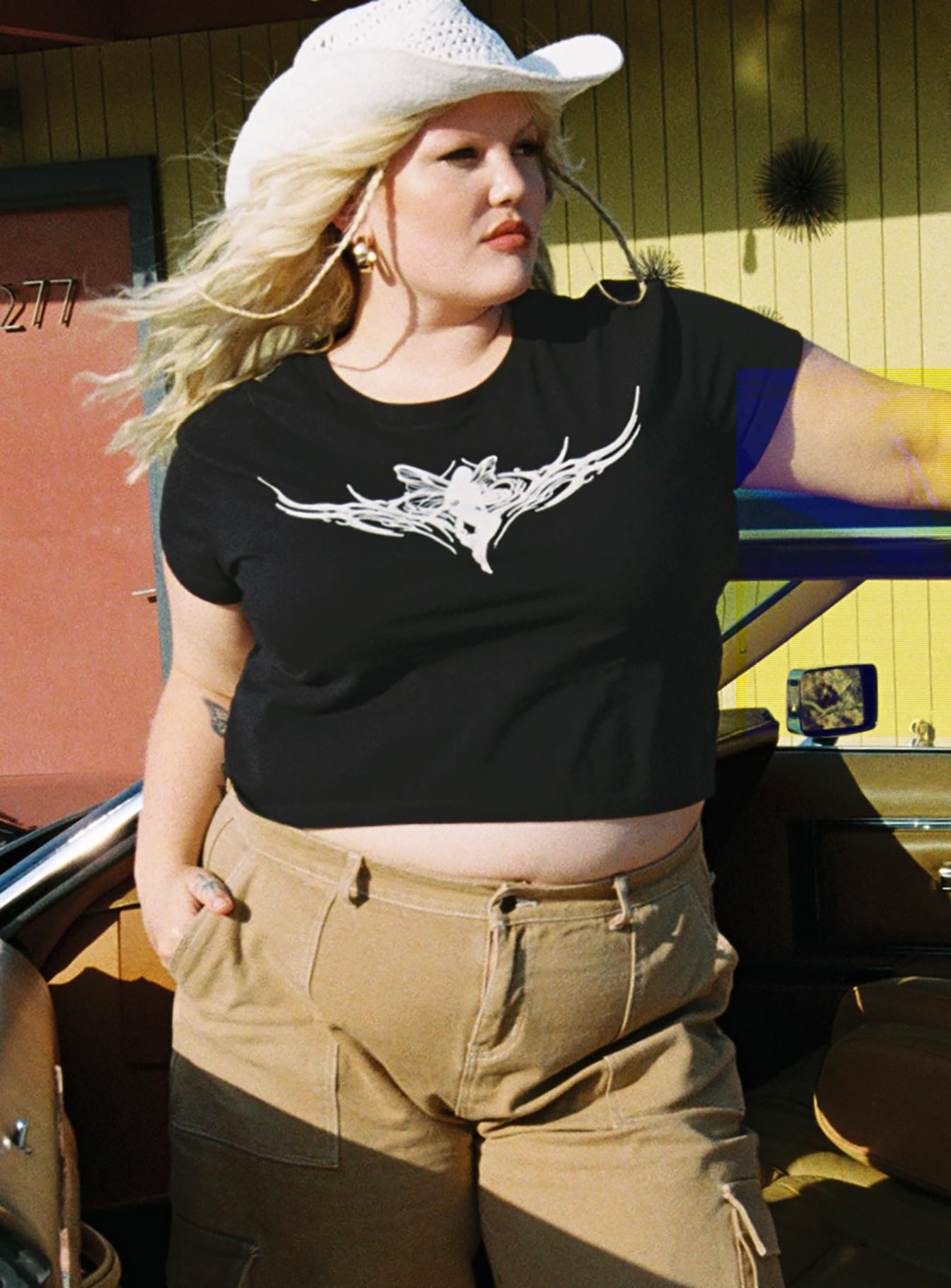 product Princess Polly Sleeveless High Neck  Fairy Wings Shrunken Tee Black Curve