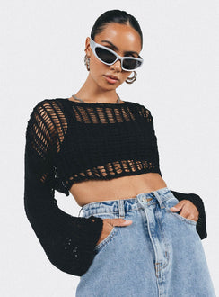 The Kennedy Cropped Sweater Black Princess Polly  Cropped 