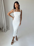 Front view of model wearing  front Princess Polly Square Neck  Lainey Midi Dress White