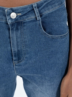 product Princess Polly High Waisted  Carvalho Flare Jeans Mid Wash Denim