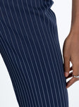 Front view of model wearing  front Princess Polly  Archette Pant Navy Pinstripe