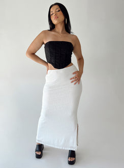 Front view of model wearing  front Princess Polly Sleeveless Square Neck  Armona Strapless Top Black