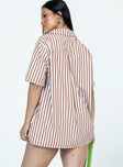 Chloe Short Sleeve Set Brown Stripe