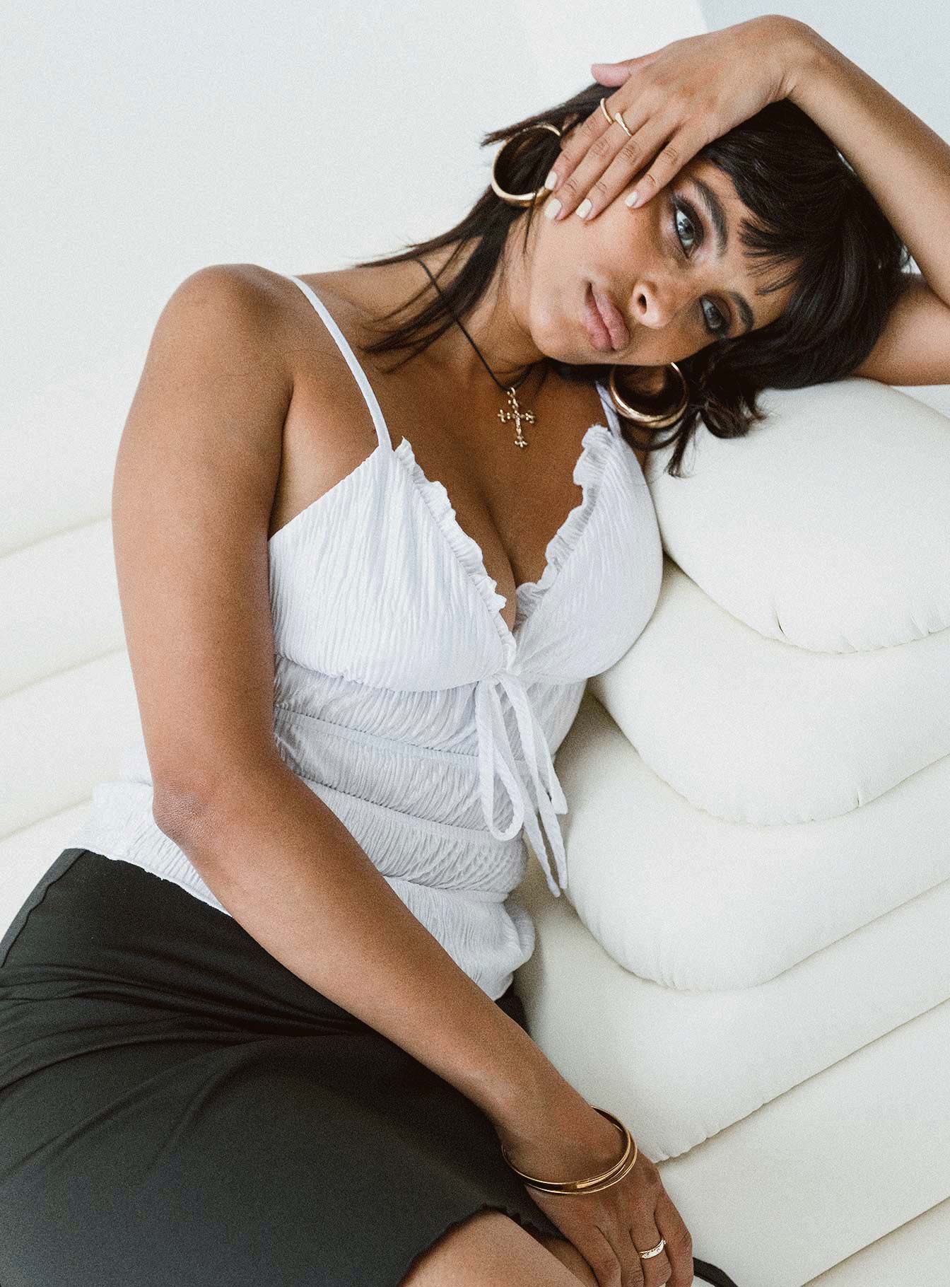 product Princess Polly Sleeveless Asymmetric Neckline  Masey Top Ivory