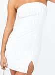 Front view of model wearing  front Princess Polly Square Neck  Sebastian Strapless Mini Dress White