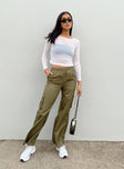 Front view of model wearing  front Princess Polly High Waisted Pants High Waisted Pants High Waisted Pants  Cademan Cargo Pants Khaki