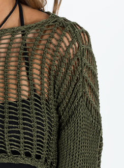 The Kennedy Cropped Sweater Olive Princess Polly  Cropped 