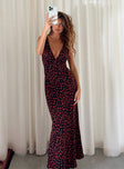 Princess Polly V-Neck  Nellie Maxi Dress Black/Red Floral