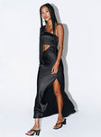 Princess Polly Asymmetric Neckline  Karter Maxi Dress Black