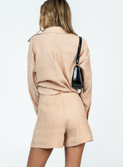 2 piece set Button up shirt  High waisted shorts  Hook & zip fastening  Belt looped waist 