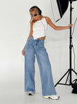 product Princess Polly High Waisted  Naylor Wide Leg Jeans Light Wash Denim