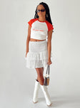 Front view of model wearing  front Cailyn Mini Skirt White Princess Polly  Midi Skirts Midi Skirts 