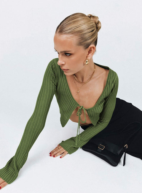 product Princess Polly Full Sleeves Scoop Neck  Eydie Long Sleeve Top Khaki