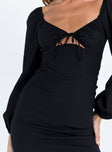 product Princess Polly Sweetheart Neckline Sweetheart Neckline High Neck  Treacy Long Sleeve Mini Dress Black