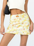 back view of model wearing Princess Polly Sloane Mini Skirt Yellow 