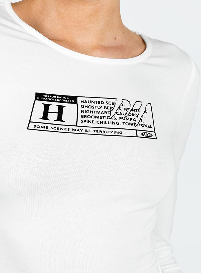 product Princess Polly Full Sleeves Boat Neck  Horror Night Long Sleeve Top White