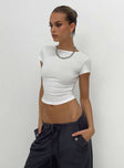 Front view of model wearing  front Princess Polly Short Sleeves Crew Neck  Lex Top White