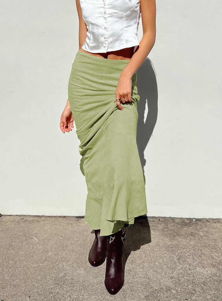 product Raven Mid Rise Skirt Sage Princess Polly  Maxi 