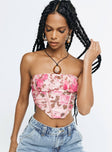 Sharna Bustier Top Pink Floral