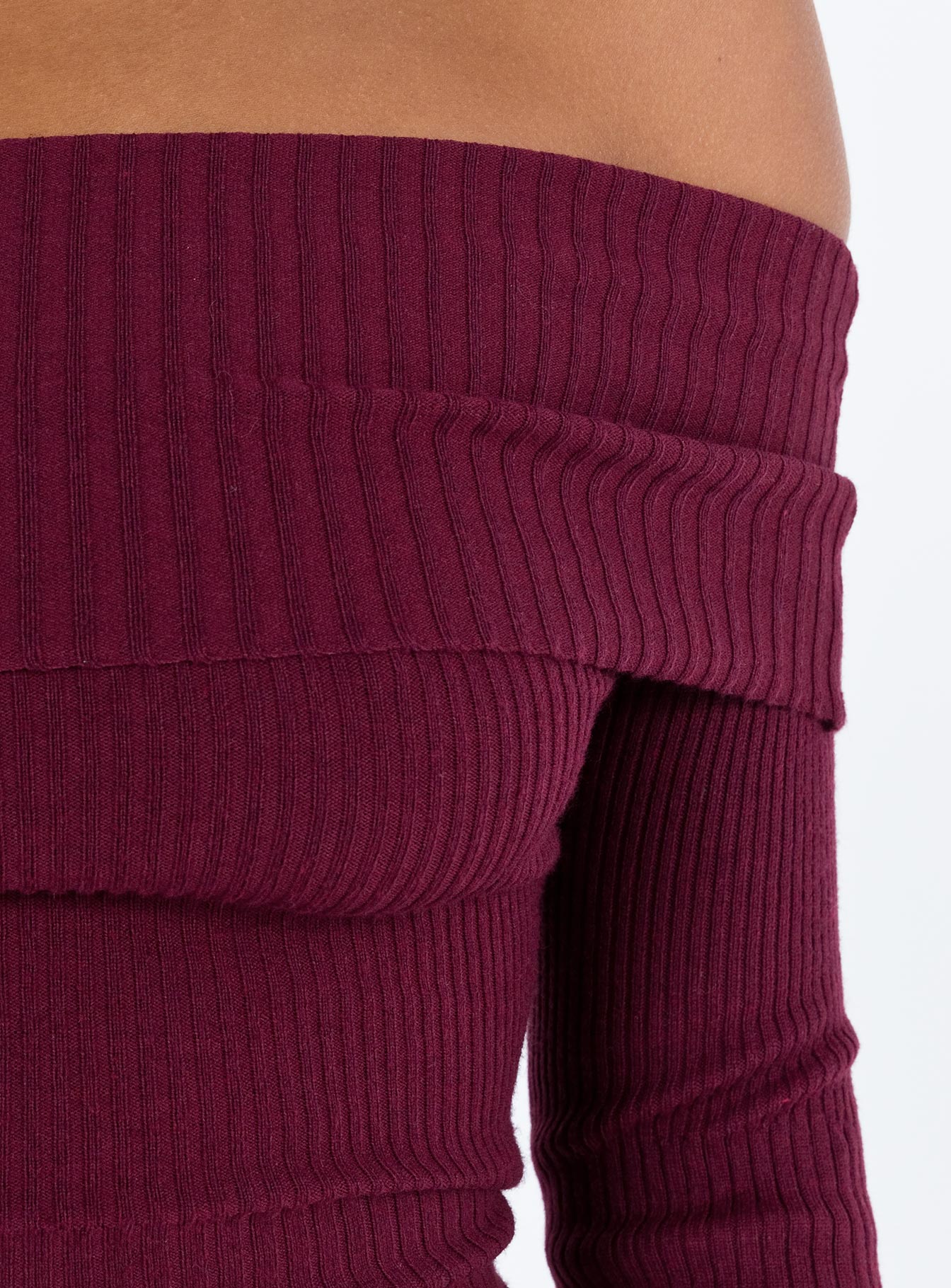 product Morley Off Shoulder Sweater Burgundy Princess Polly  Cropped 