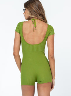 Emilio Short Sleeve Romper Green