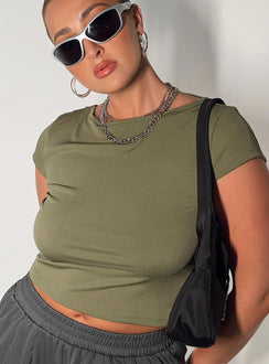 product Princess Polly Short Sleeves Square Neck  Solita Top Green