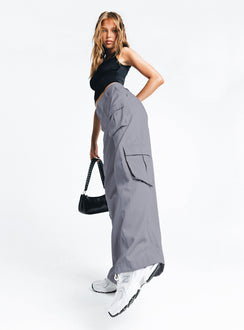Front view of model wearing  front Princess Polly High Waisted Pants  Lovis Trouser Grey