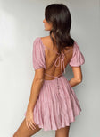 Front view of model wearing  front Princess Polly Square Neck  Gracelyn Mini Dress Pink