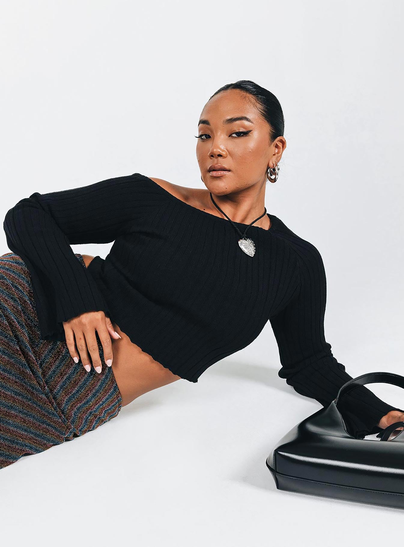 product Princess Polly Full Sleeves High Neck  Santorini Knit Top Black