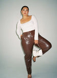 front view of model wearing Princess Polly Love Club Pants Brown Curve 