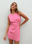 Front view of model wearing  front Princess Polly Cowl Neck  Mayzie Mini Dress Pink