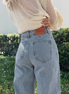 product Princess Polly Low Rise Jeans  Tari Wide Leg Jeans Light Wash Denim